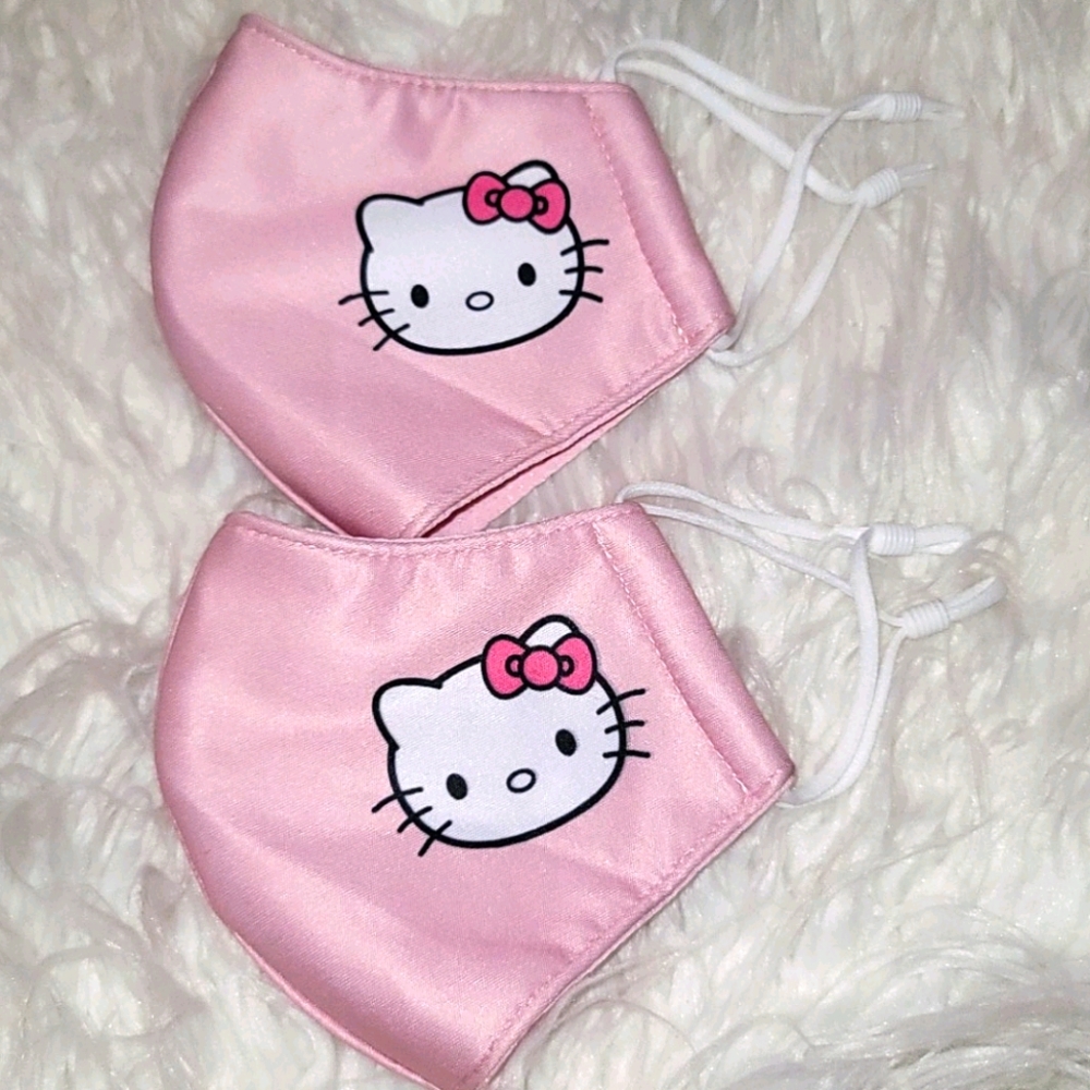 Set of 2 children masks with kitty character